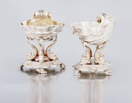 A pair of George V silver salts, Sebastian Henry Garrard, London, 1911, retailed by Garrard & Co Ltd, Albemarle St, London