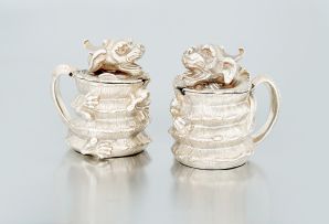 A pair of Elizabeth II silver mustards, C J Vander Ltd, London, 1996