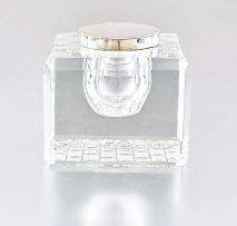 A Victorian silver-mounted glass inkwell, John Grinsell & Sons, Birmingham, 1899, retailed by J C Vickery, 181 and 183 Regent Street, London
