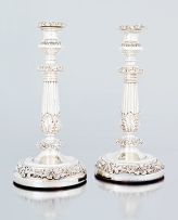 A pair of electroplate candlesticks