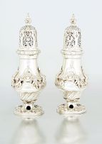 A pair of Edward VII silver casters, Lambert & Co, London, 1909