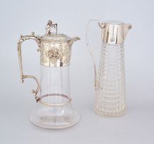 A Victorian silver-plate-mounted glass claret jug