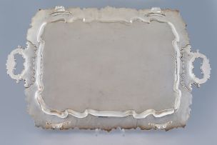 A Victorian silver-plate two-handled tray