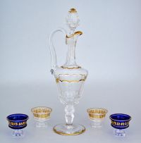 A pair of Val Saint Lambert clear glass and gilt salts, 1994