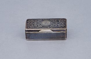 A Russian silver and niello snuff box, maker's mark AC, Moscow, 19th century