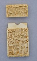 A Chinese carved ivory card case, 19th century