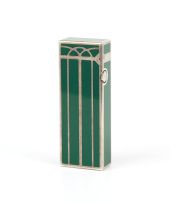 An Alfred Dunhill green enamel and metal gas lighter