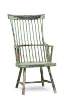 An American green-painted stick comb-back Windsor armchair, late 18th/early 19th century