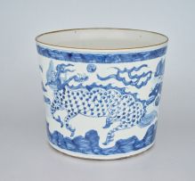 A Chinese blue and white jardinière, modern