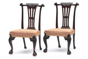 A pair of George III style mahogany side chairs, early 20th century