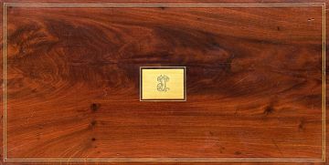 A mahogany and brass-mounted travelling desk-on-stand, 19th century and later