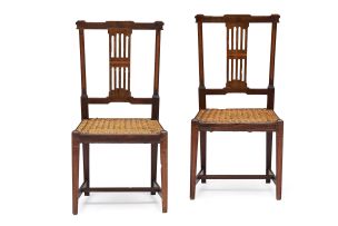 A pair of Cape Neo-Classical stinkwood and yellowwood inlaid side chairs, early 19th century