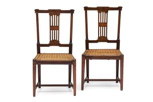 A pair of Cape Neo-Classical stinkwood and yellowwood inlaid side chairs, early 19th century