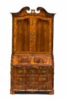 A German rosewood and walnut parquetry bureau-cabinet, 18th century
