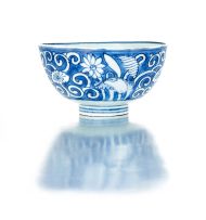 A Chinese provincial blue and white bowl, 18th century