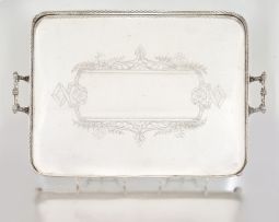 A Sheffield-plate two-handled tray, Joseph Rodgers & Sons, 19th century