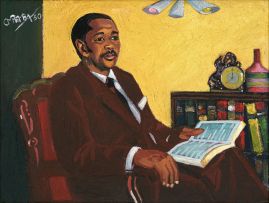 George Milwa Mnyaluza Pemba; A Portrait of a Seated Man Reading
