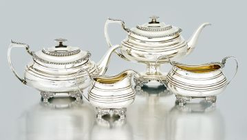 A George IV silver four-piece tea service, Thomas & George Hayter, London, 1821