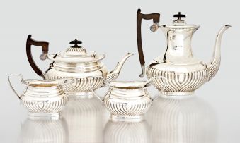 An Elizabeth II silver four-piece tea set, Viner's Ltd, Sheffield, 1967