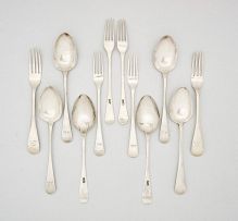 A part set of Cape silver Old English pattern flatware, Johannes Combrink, first half 19th century
