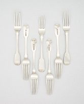 Six Cape silver Fiddle pattern table forks, Johannes Combrink, first half 19th century