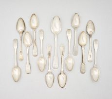 A set of eight Cape silver Fiddle pattern dessert spoons, John Townsend & Thomas Lock Townsend, 1824-1825