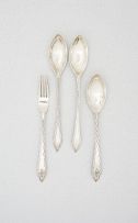 A pair of Cape silver Old English pattern orange spoons, Jan Lotter, early 19th century