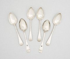 Six Cape silver Old English pattern teaspoons, Johannes Combrink, first half 19th century