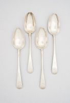 Four Cape silver Old English pattern table spoons, Johannes Combrink, late 18th/early 19th century