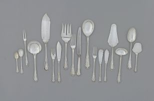 An assembled set of German Barock pattern cutlery, Koch & Bergfeld, Bremen