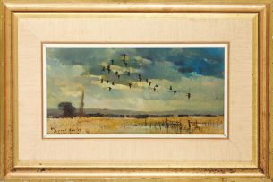 Errol Boyley; Landscape with Geese in Flight