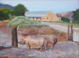 Clare Menck; Two Sows at Farmgate (Sandveld I)
