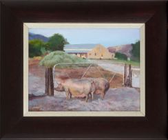 Clare Menck; Two Sows at Farmgate (Sandveld I)