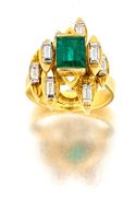 Emerald and diamond ring