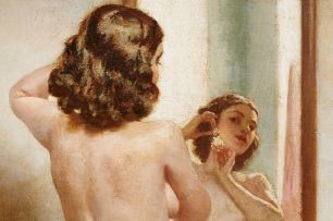 Gladstone (William Ewart) Solomon; Girl at the Mirror