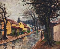 Piet van Heerden; Street Scene After the Rain