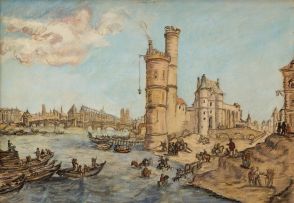 Enslin du Plessis; La Tour de Nesle Paris, After the Engraving by Jacques Callot
