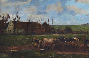 Willem de Zwart; Milking Time on the Farm