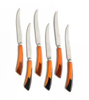 A set of six 'lightning bolt' bakelite steak knives