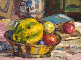 Gregoire Boonzaier; Still Life with Pawpaw and Apples