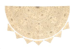 An ecru embroidered linen tablecloth, 20th century