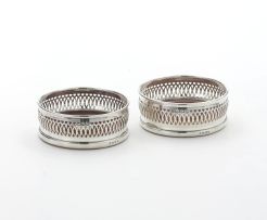 A pair of South African silver wine coasters, MSC, 20th century
