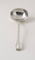 A Victorian Old English, Thread and Shell pattern soup ladle, George Adams, London, 1870
