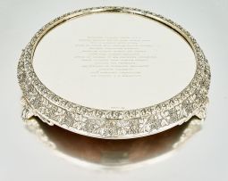 A William IV silver presentation plateau, Messrs Barnard, London, 1832, with Sheffield-plate mount
