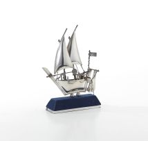 A silver model of a boat, possibly Dutch, 20th century