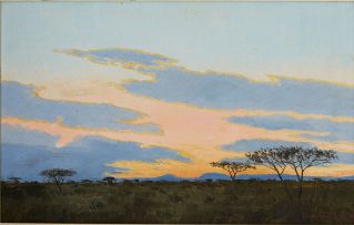 Martin (Martinus Stephanus) Koch; Bushveld at Sunset