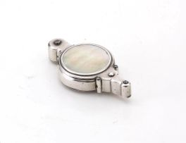 A Victorian mother-of-pearl and silver mounted retractable magnifying glass, apparantly unmarked