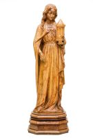 A limewood figure of Saint Barbara, possibly South German, 16th/17th century