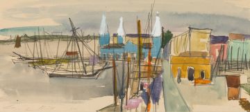 Christine von Huetz-Davisson; Boats in a Bay; Yachts at a Harbour, two
