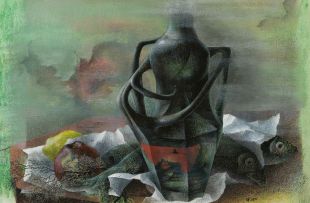 Siegfried Klapper; Still Life with Vessel, Fish and Fruit